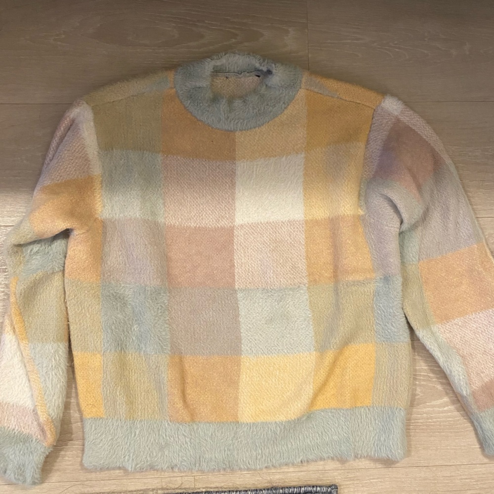 Ann Taylor Check Fuzzy Sweater